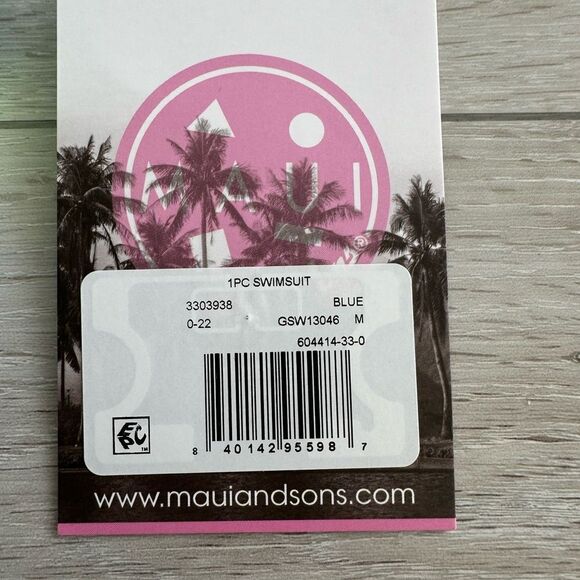 Maui and Sons GIRLS VACAY ONE PIECE SWIMSUIT Blue M NWT - Picture 4 of 5